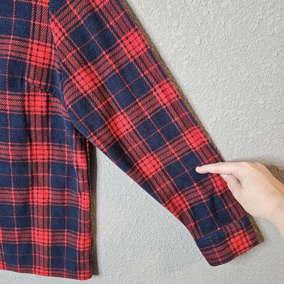 Riders by Lee Womens Medium Plaid Fleece Shirt Button Up Red Blue Western - Picture 6 of 8